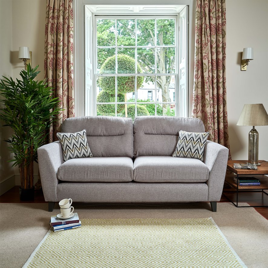 Woods Cassidy 3 Seater Fabric Sofa - Dorset Silver with Oak Feet