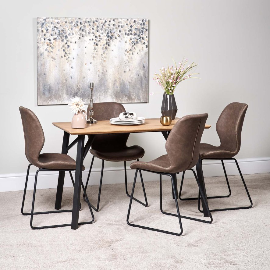 Woods Lutina 120cm Dining Table & 4 Callum Dining Chairs - Dark Brown