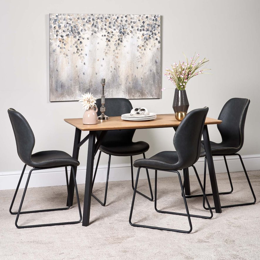 Woods Lutina 120cm Dining Table & 4 Callum Dining Chairs - Dark Grey