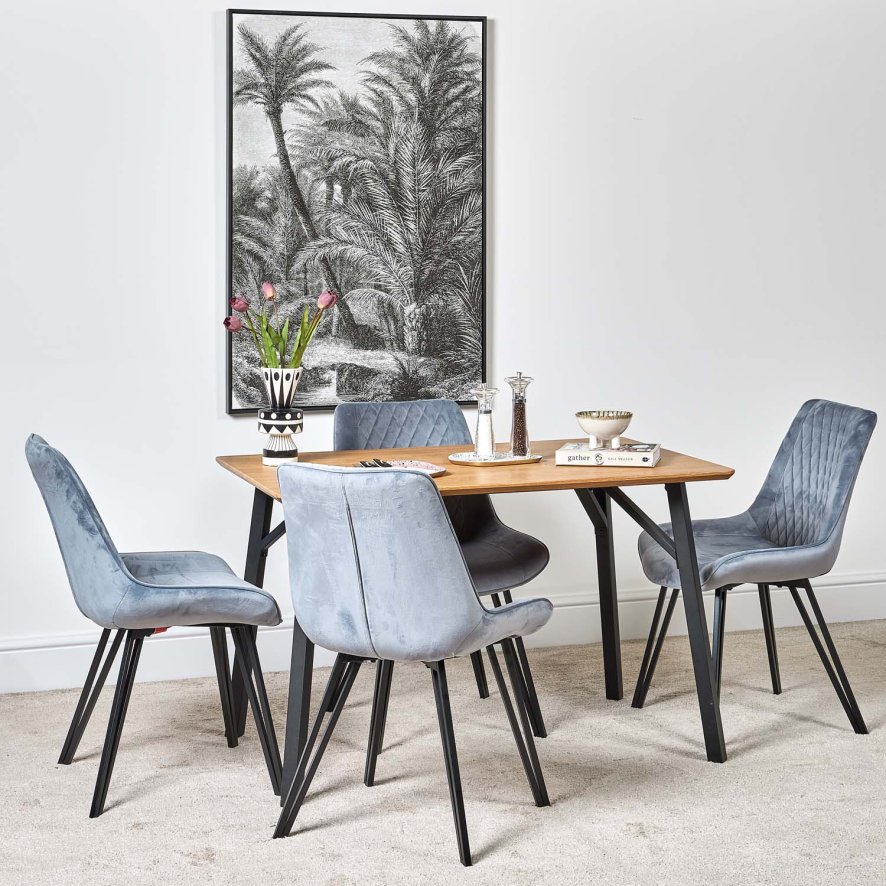 Woods Lutina 120cm Dining Table & 4 Chase Dining Chairs - Light Blue