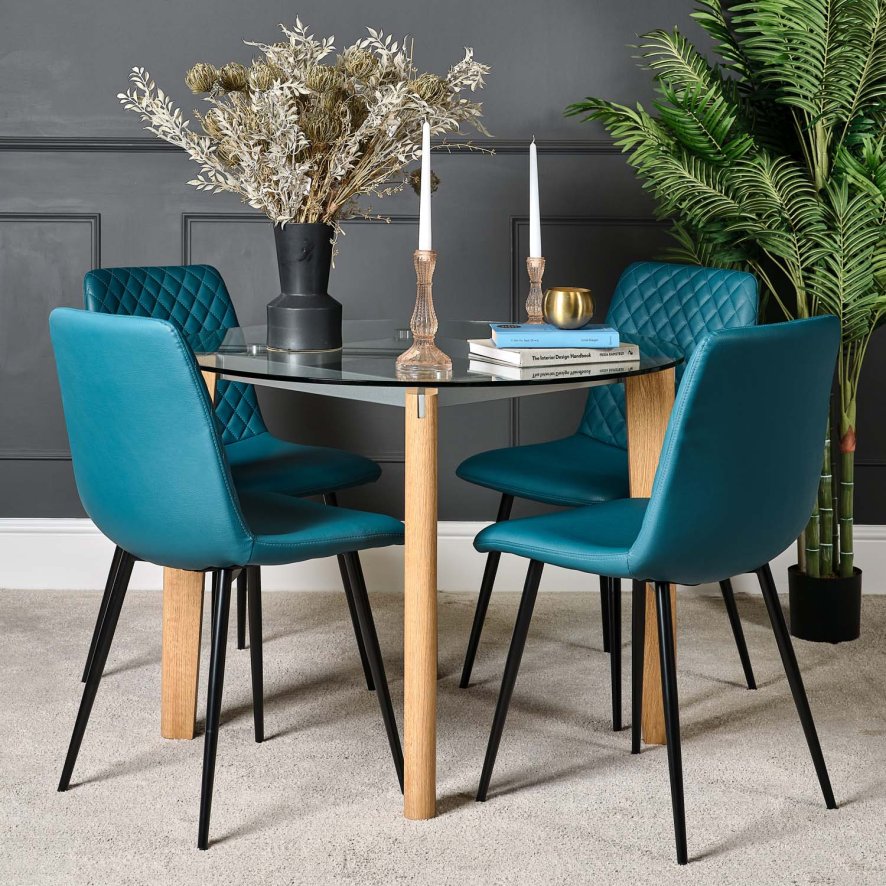 Woods Lutina 120cm Dining Table & 4 Ripley Dining Chairs - Teal