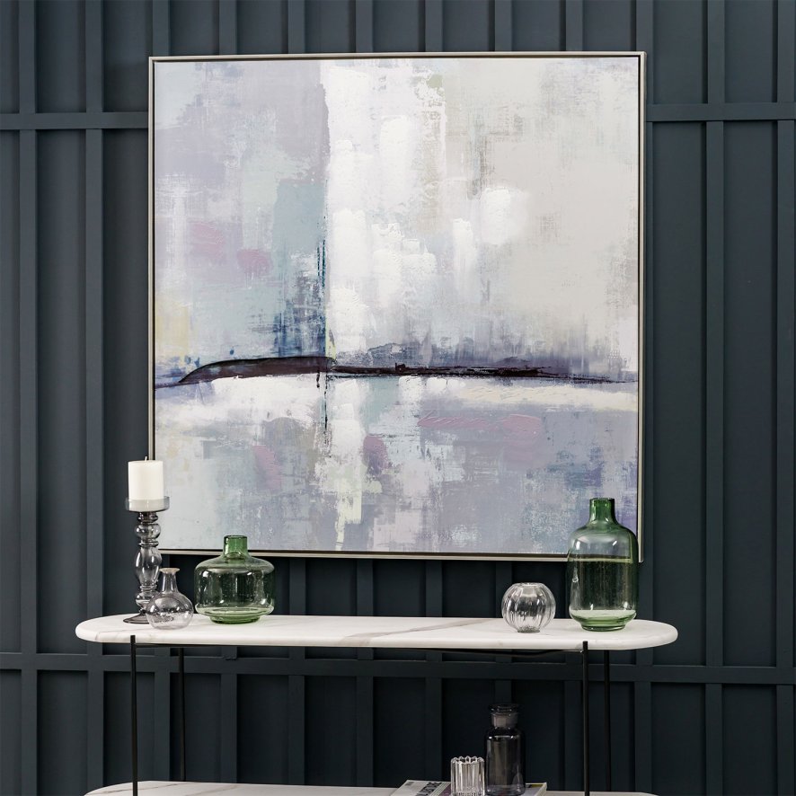Urban City Skyline Framed Art  Neutral / Pewter