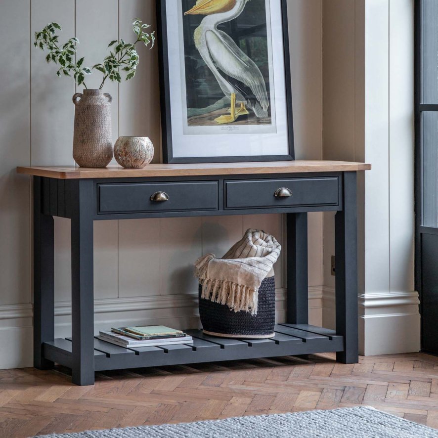 Woods Harrogate 2 Drawer Console in Meteor