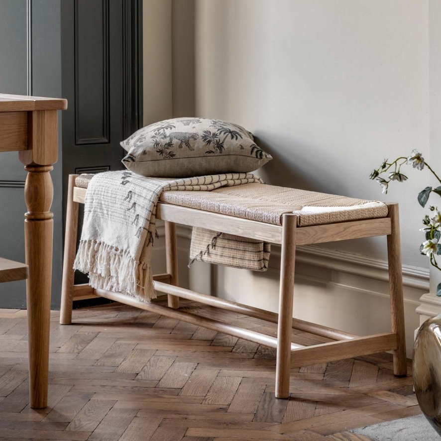 Light wood entryway shop bench