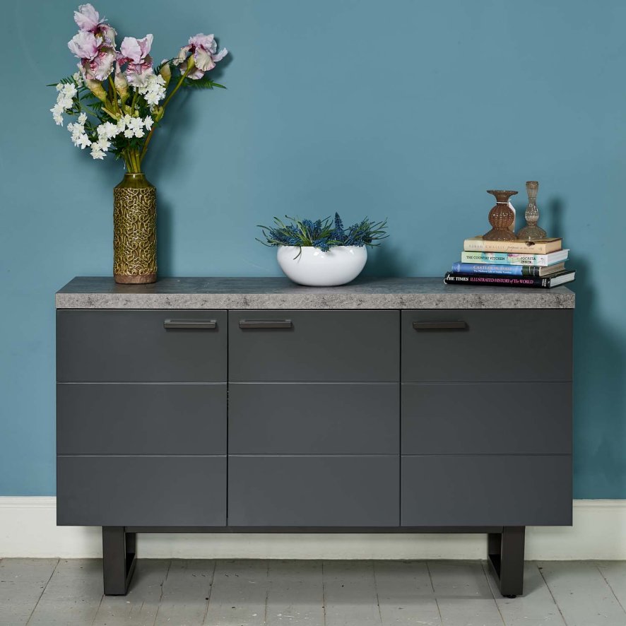 Industrial Faux Concrete Large Sideboard