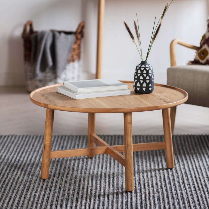 Round coffee table shop natural