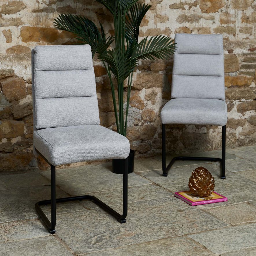 Clearance Ava Silver Dining Chair in Fabric (Set of 2)