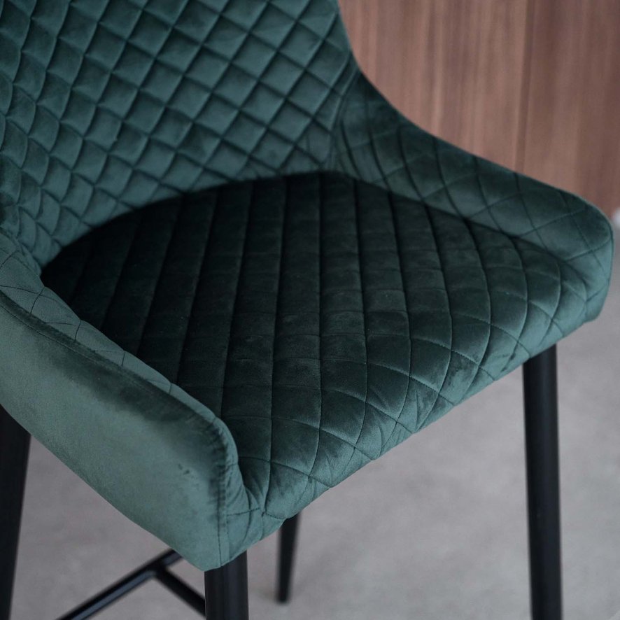 Woods Carlton Bar Stool Dark Green Velvet (Set of 2) Woods Furniture