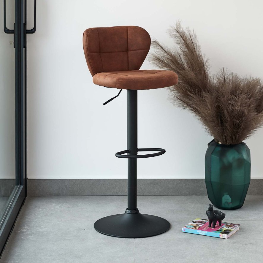 An image of Curve Bar Stool in Tan