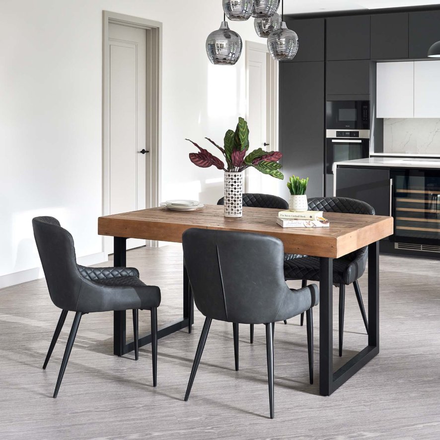 An image of Adelaide 140-180cm Extending Dining Table with 4 Carlton Chairs in Grey