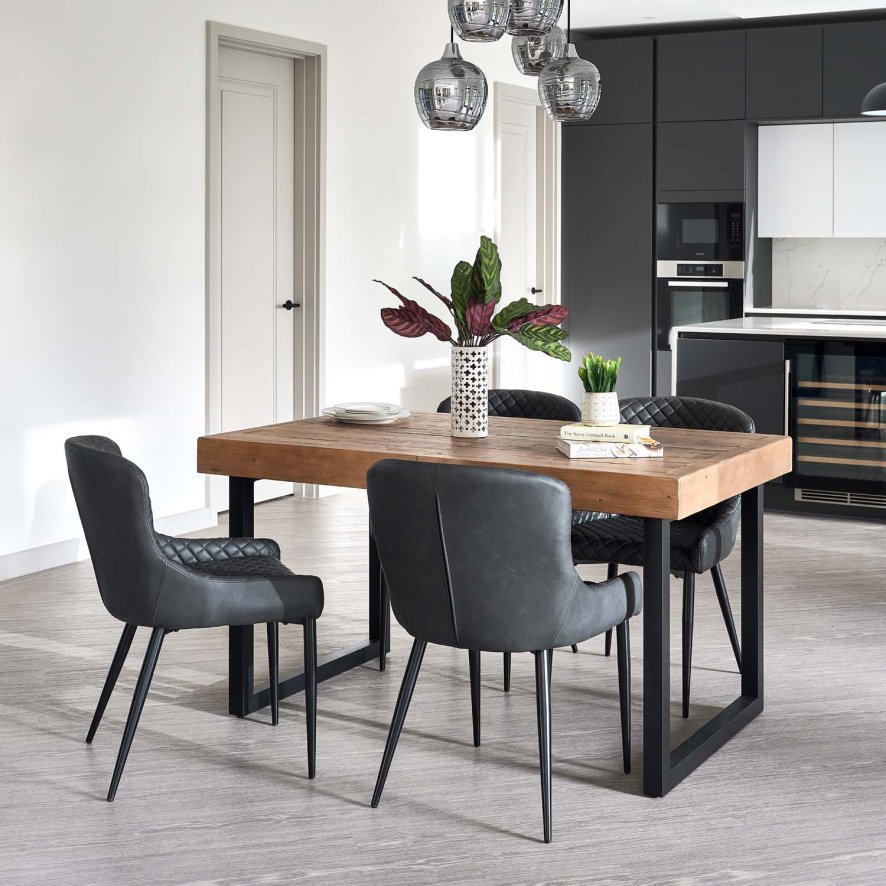 Adelaide 140180cm Extending Dining Table With 4 Carlton Chairs In Grey