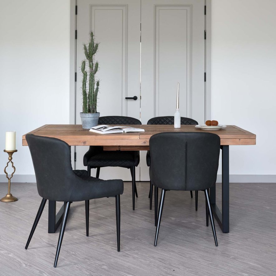 Woods Adelaide 180cm Dining Table with 4 Carlton Chairs in Grey