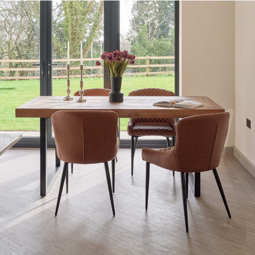 An image of Adelaide 180cm Dining Table with 4 Carlton Chairs in Tan