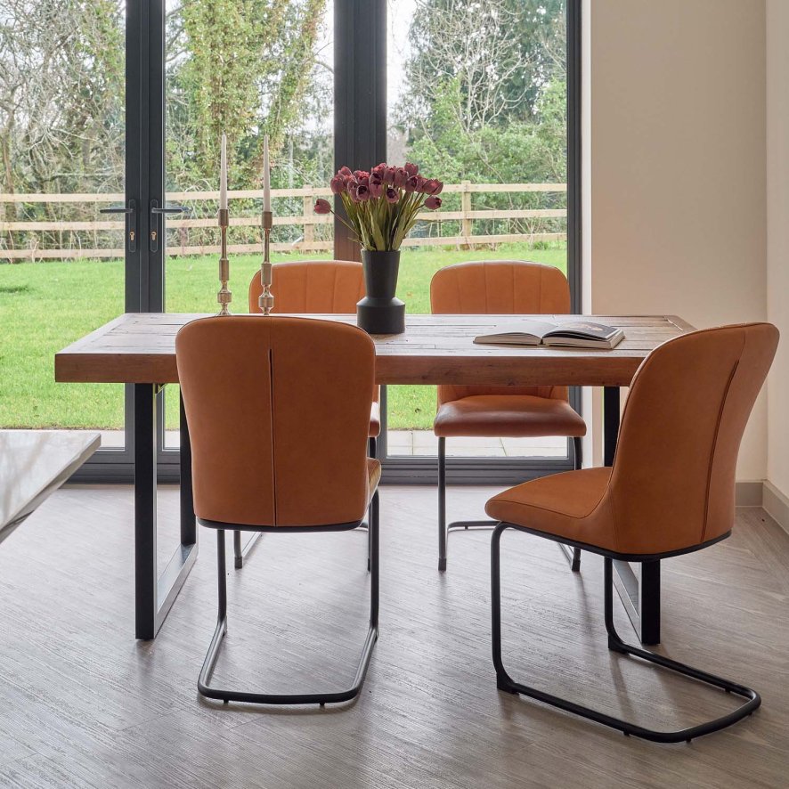 Woods Adelaide 180cm Dining Table with 4 Firenza Chairs in Tan