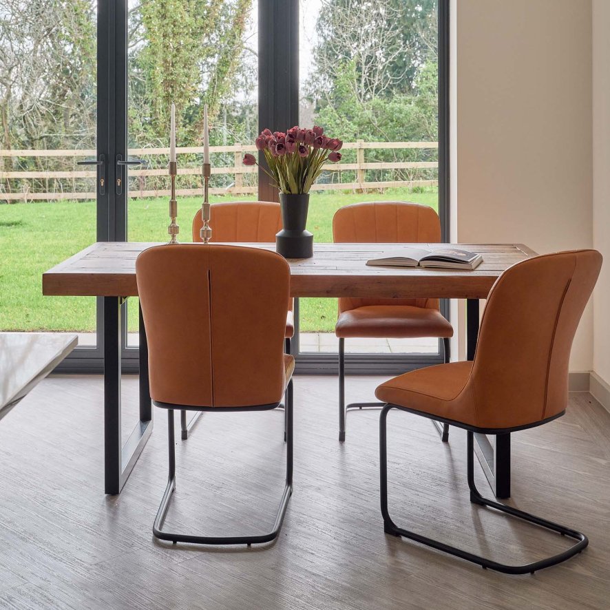 Adelaide 180cm Dining Table With 4 Firenza Chairs In Tan