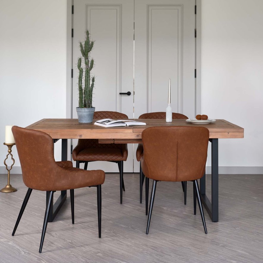An image of Adelaide 180-240cm Extending Dining Table with 4 Carlton Chairs in Tan