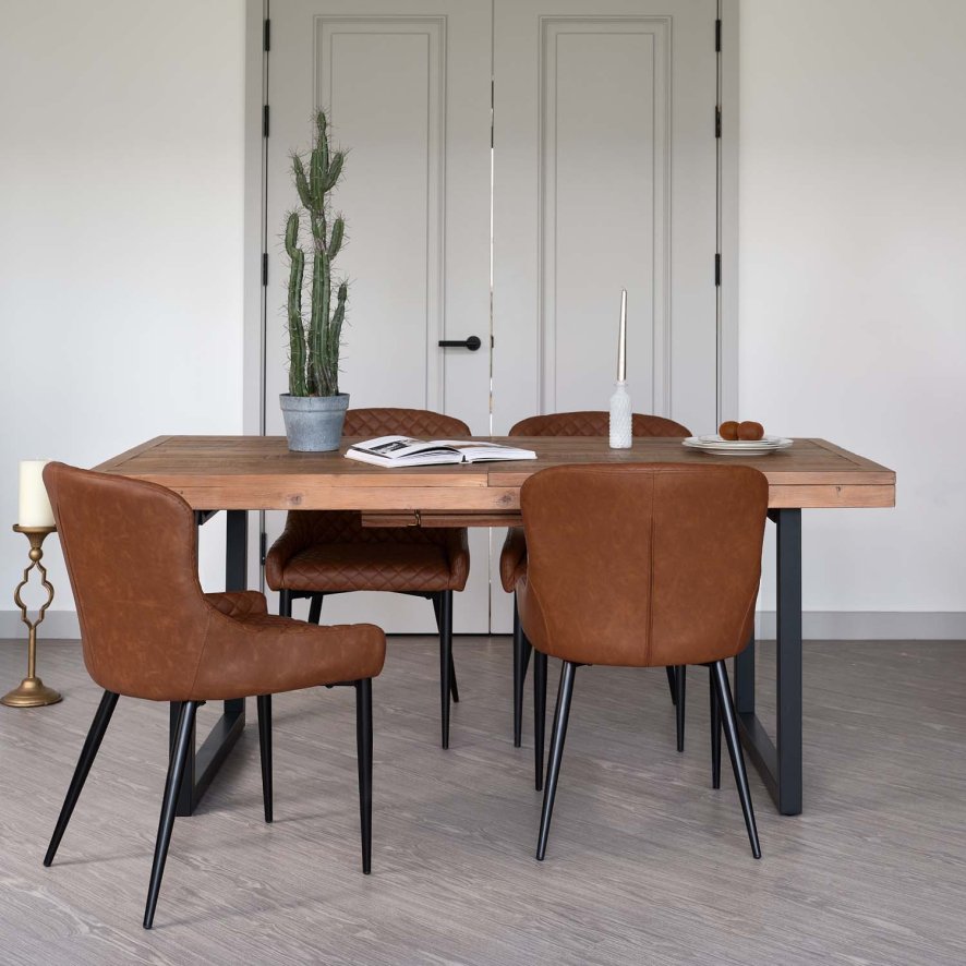 Adelaide 180240cm Extending Dining Table With 4 Carlton Chairs In Tan