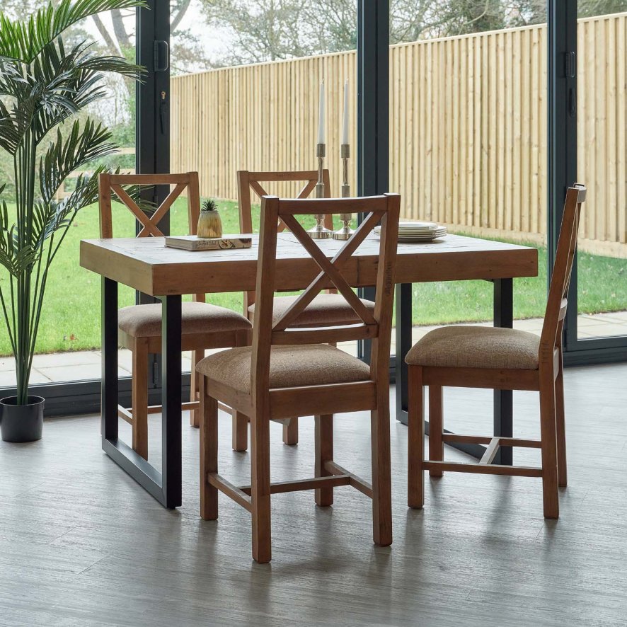 An image of Adelaide 140-180cm Extending Dining Table with 4 Adelaide Upholstered Chairs