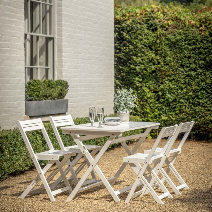 Woods Malaga Folding Dining Set - Acacia White