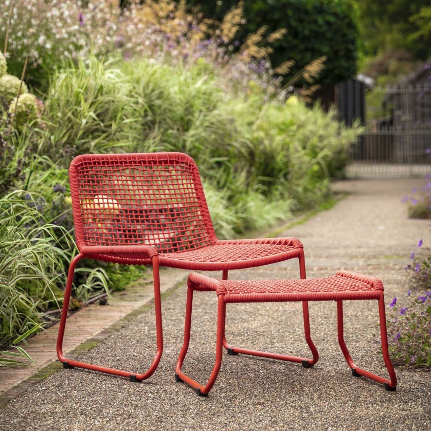 An image of Zancara Lounge Chair and Footstool - Orange