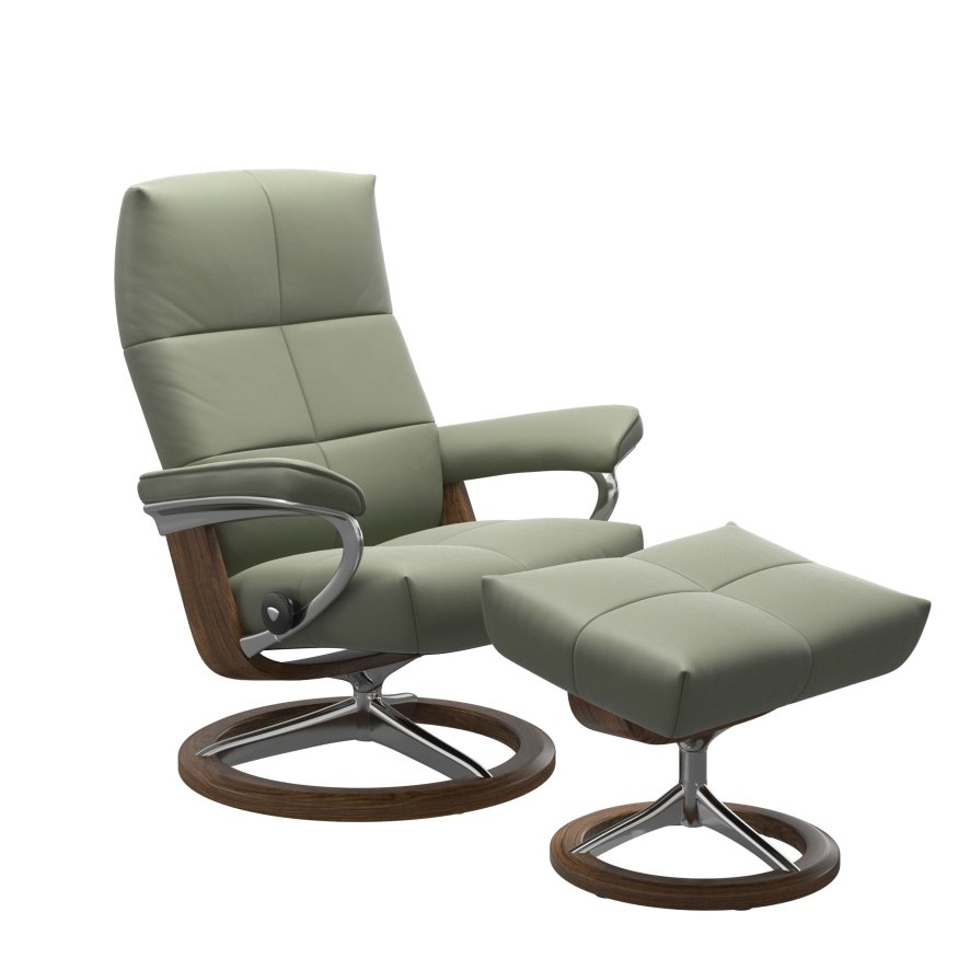 An image of Stressless David Recliner with Signature Base and Footstool - Medium - Fabric
