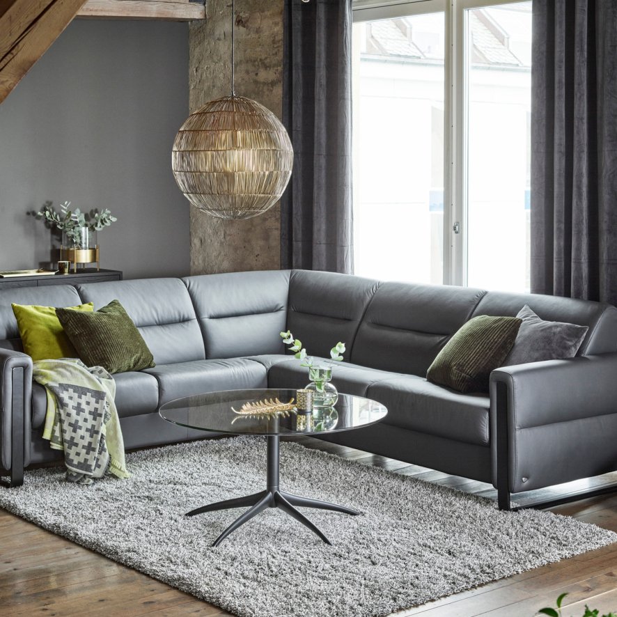 An image of Stressless Fiona 2x2 Seater Corner Sofa - Wood Arms - Paloma