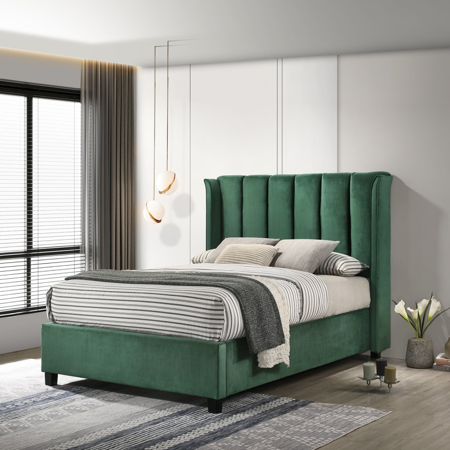 An image of Santana Ottoman Double Bed - Green