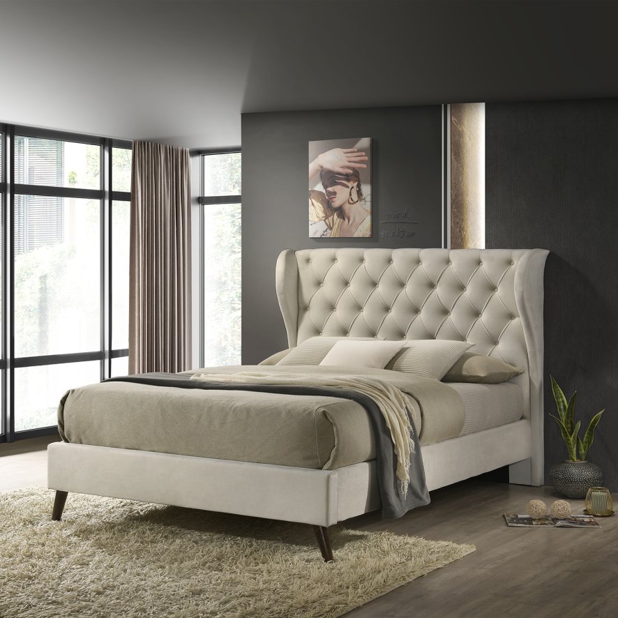 Woods Lucille King Size Bed - Cream