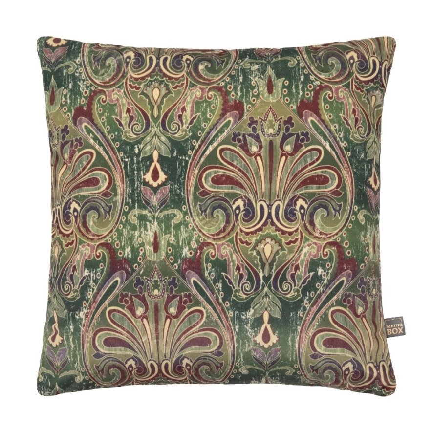 An image of Vintage Damask Green Cushion 45x45cm