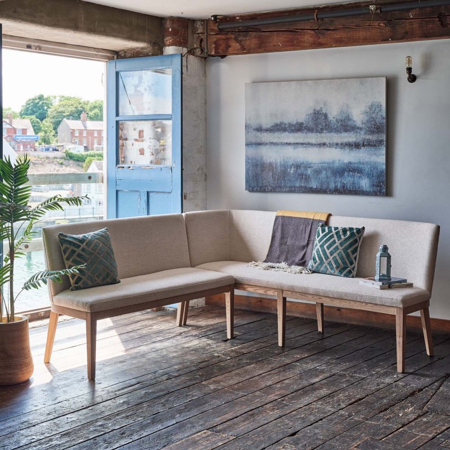 Woods Hampton Beige Corner Bench - Right Hand Facing
