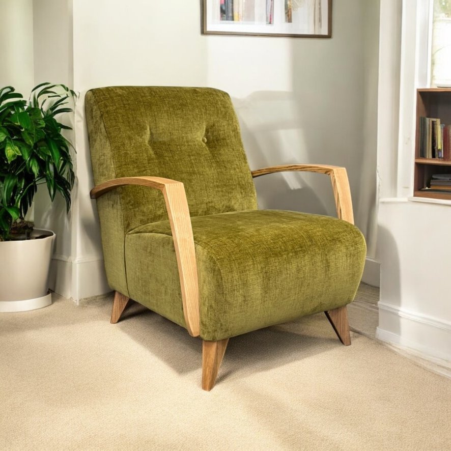 Woods Ibberton Accent Chair in Pesto Henderson Chenille