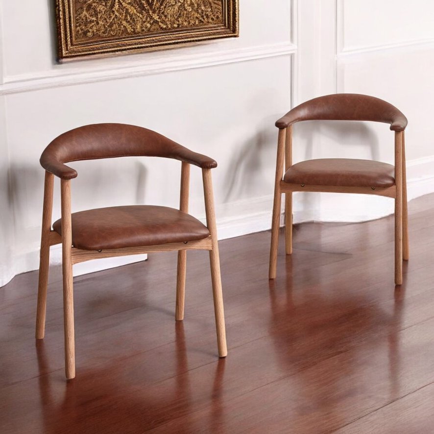 Clearance Albi Dining Chair - Retro Brandy / Oiled Oak Legs (Set of 2)