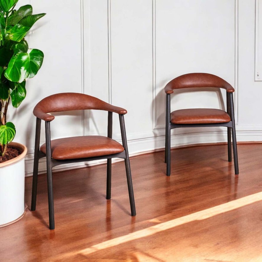 Clearance Albi Dining Chair - Retro Brandy / Dark Oak Legs (Set of 2)