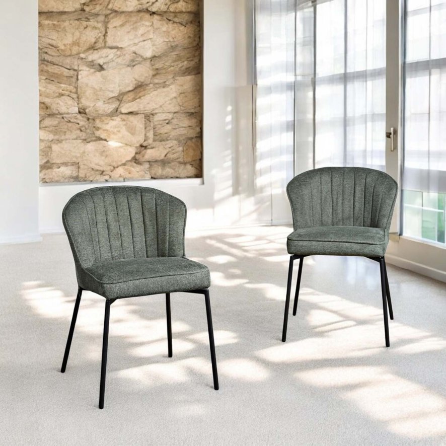 Woods Tristan Petrol Fabric Dining Chair (Set of 2)