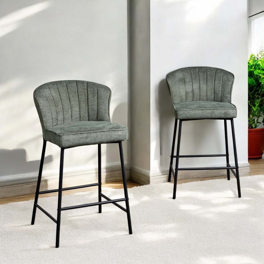 Woods Tristan Petrol Fabric Bar Stool (Set of 2)