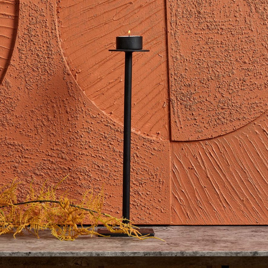 Woods Tall Metal Tealight Holder - Black