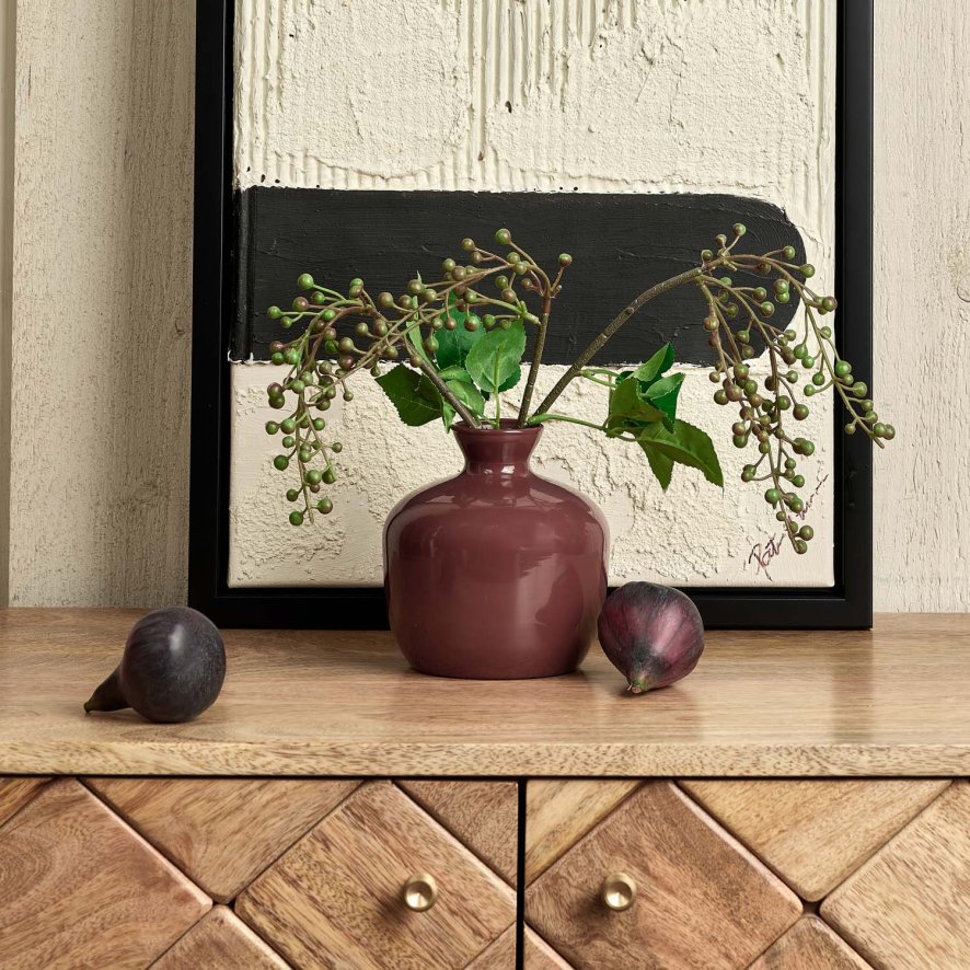 Woods Round Glass Vase in Cherry - Small