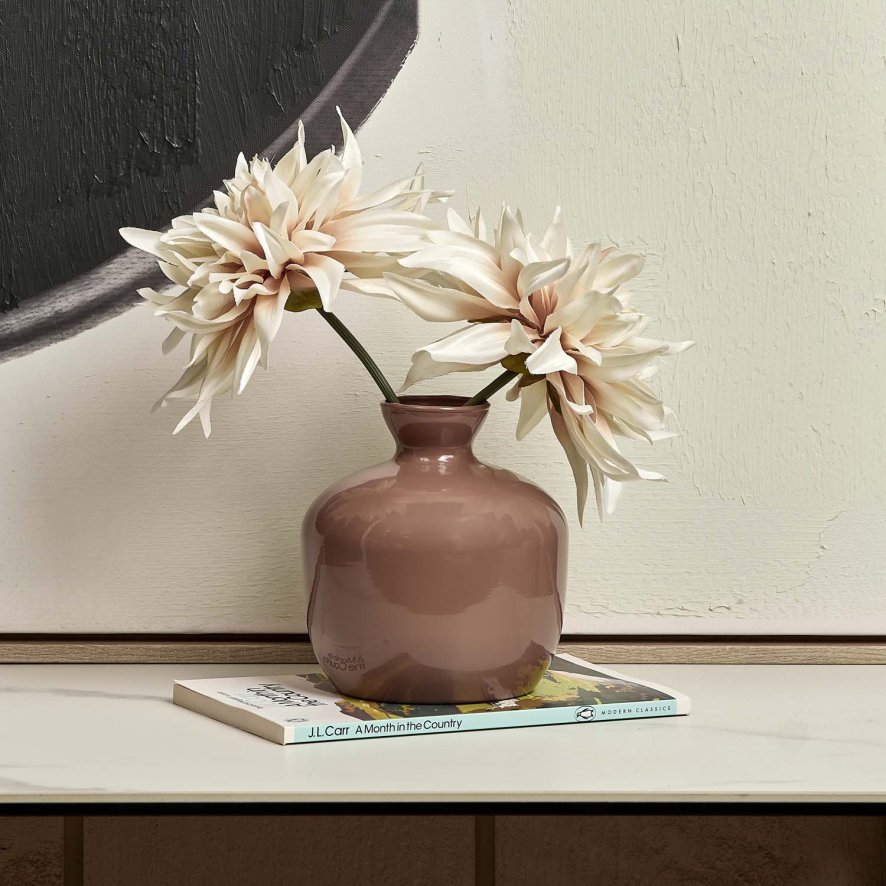 Woods Round Glass Vase in Misty Rose - Small