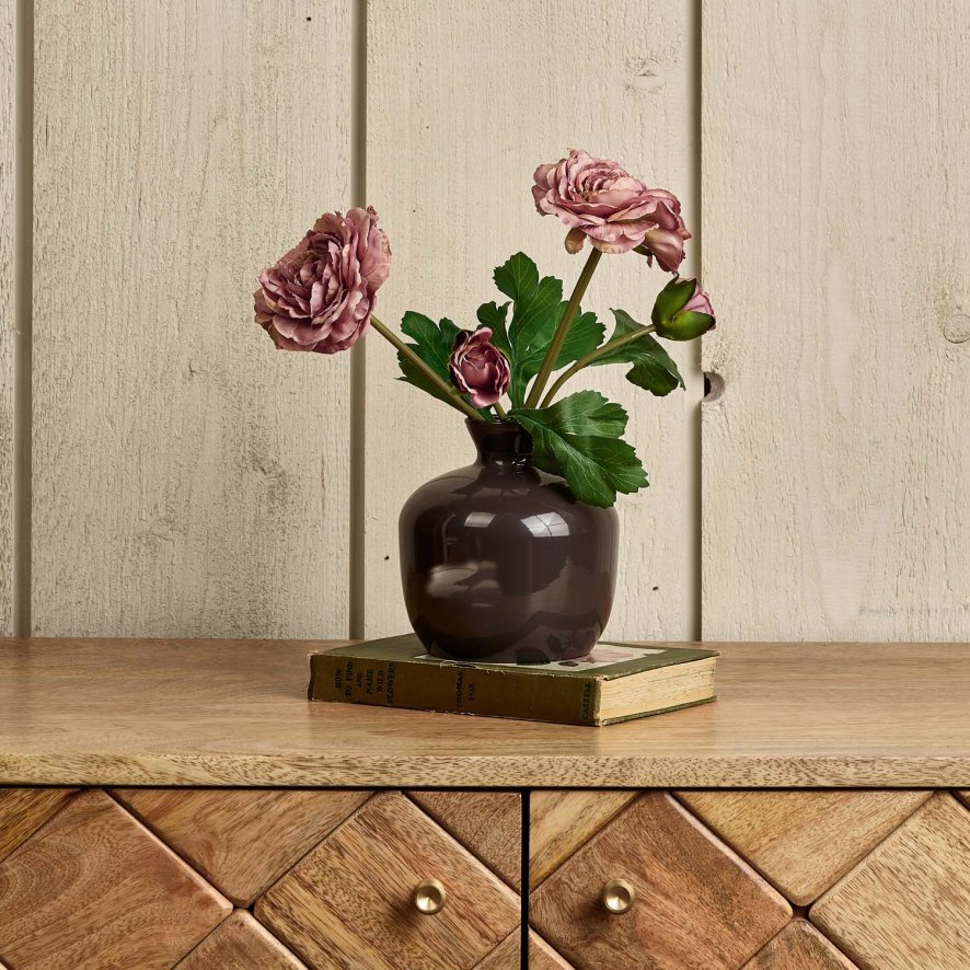 Woods Round Glass Vase in Carbon - Small