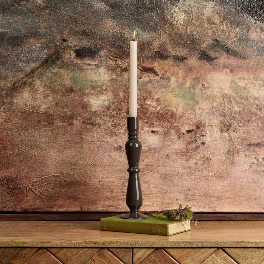 Woods Royal Glass Candle Stick in Carbon - Small