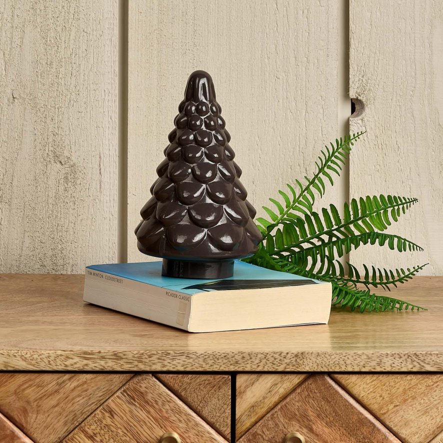 Woods Tree Glass Ornament in Carbon