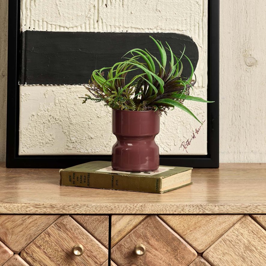 Woods Glass Drum Vase in Cherry - Small