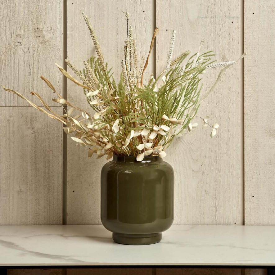Woods Glass Base Vase in Green Gold - Large