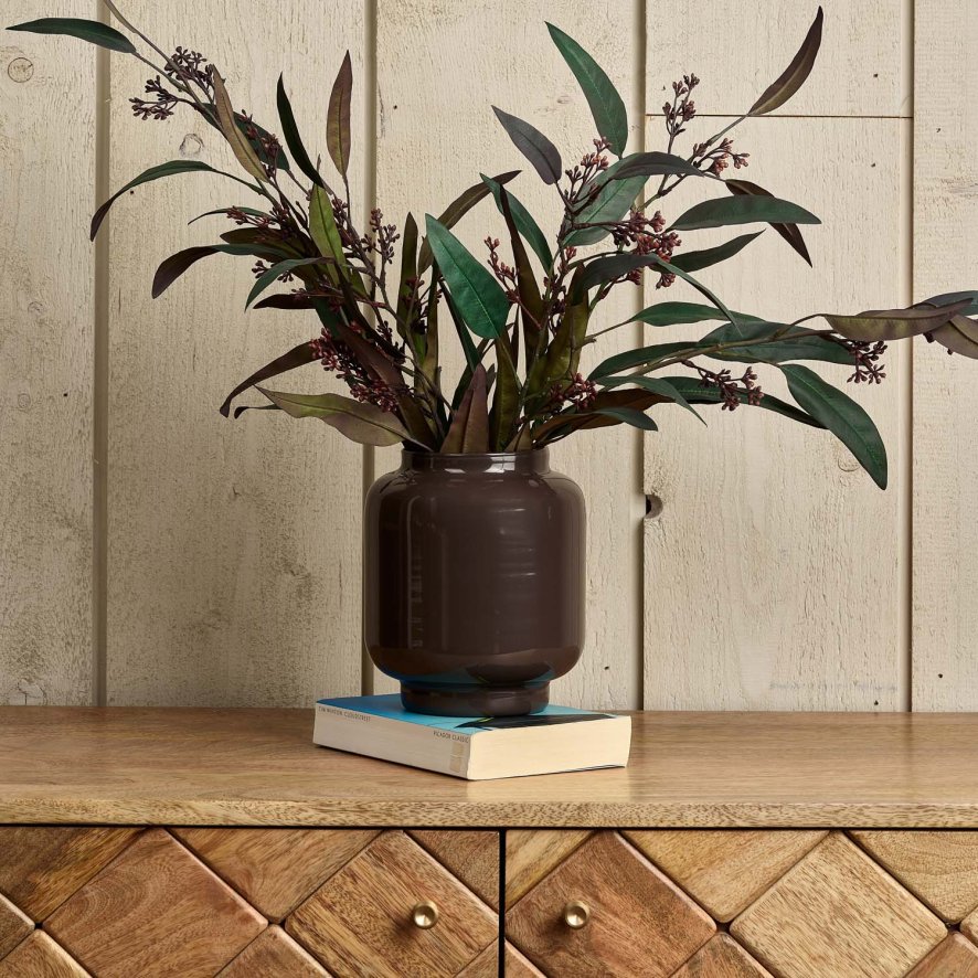 Woods Glass Base Vase in Carbon - Large