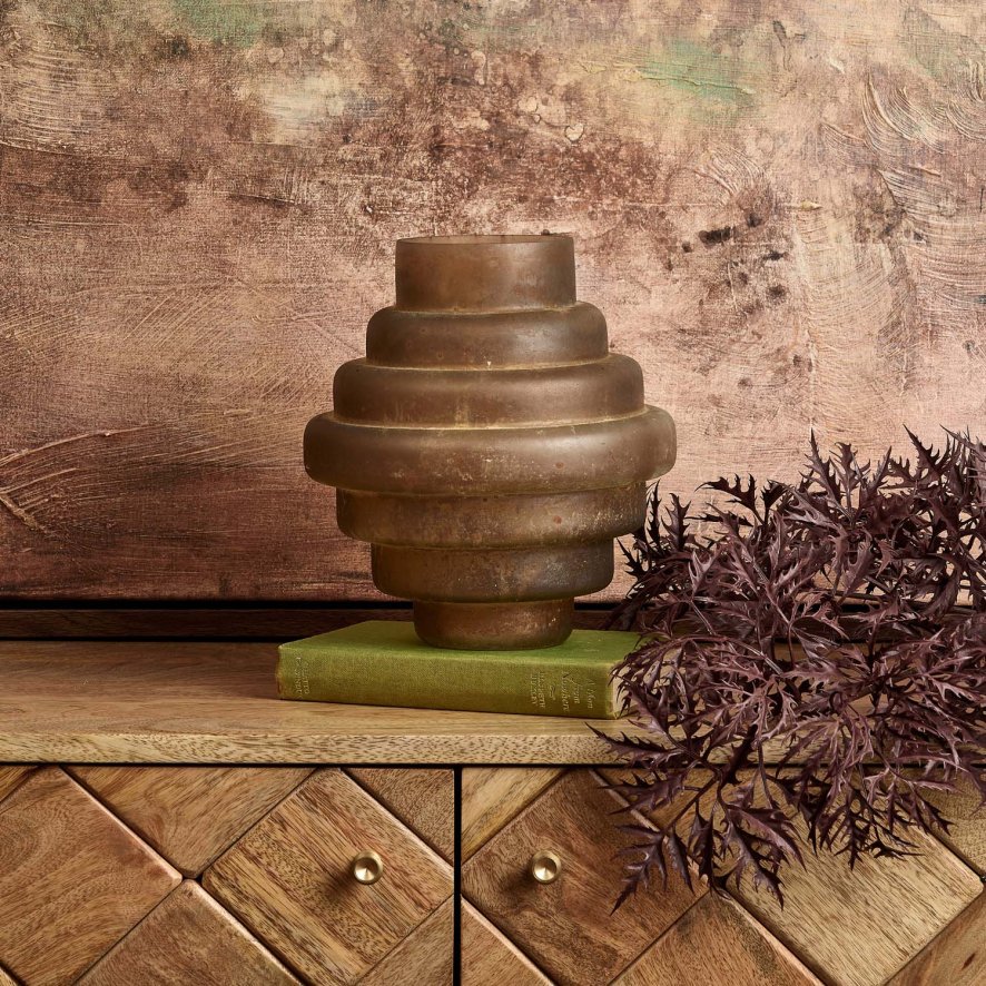 Woods Glass Spirals Vase in Rust