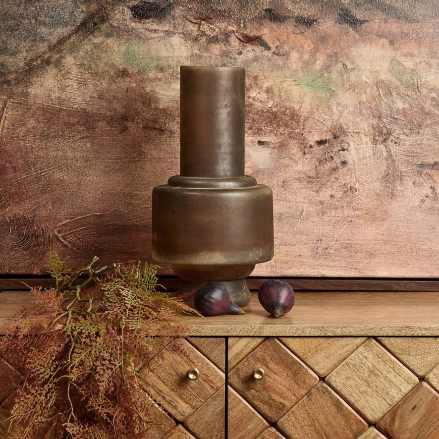 Woods Glass Belly Neck Vase in Rust