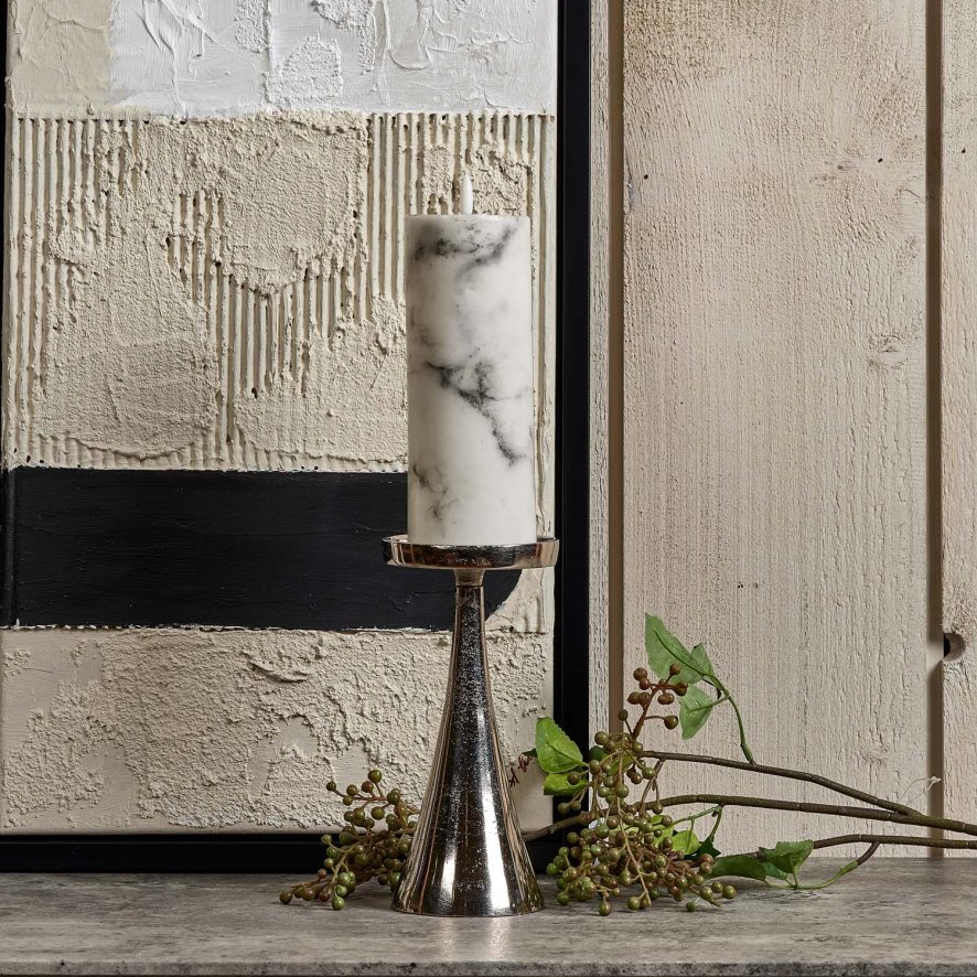 Woods Conical Candle Stand in Nickel - Small
