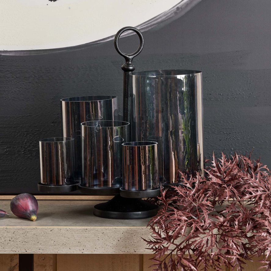 Woods Glass Bouquet Lantern in Matt Black - Large