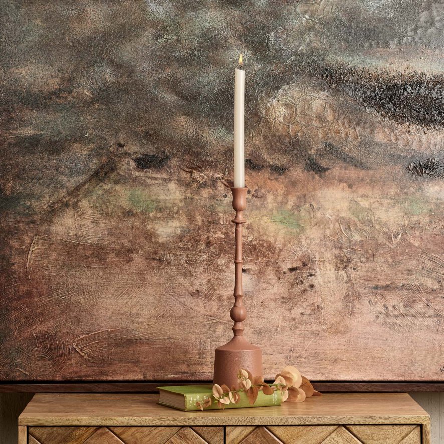 Woods Metal U Roof Candle Stick in Matt Peach - Small