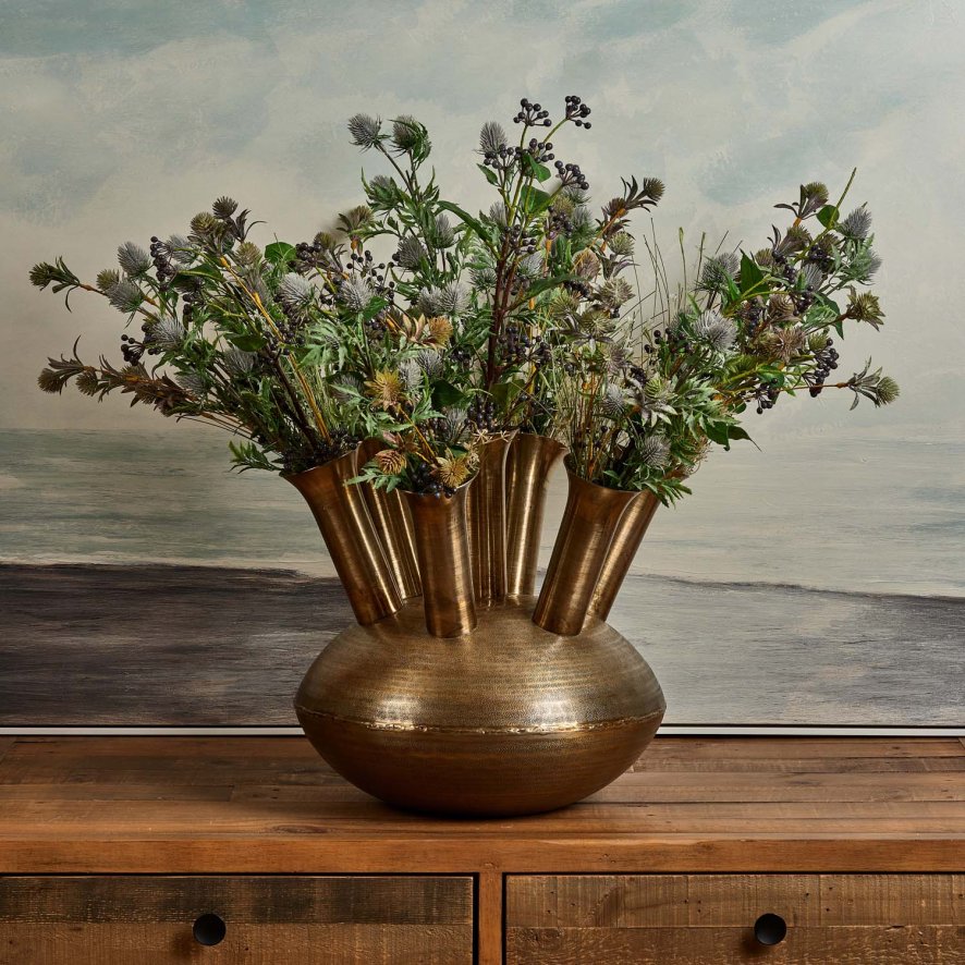 Woods Aluminium Dome Vase in Antique Brass Finish - Medium